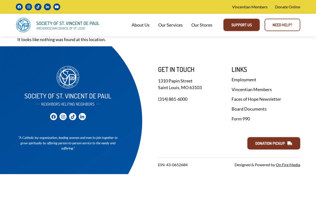 Saint Vincent de Paul Thrift Store website preview