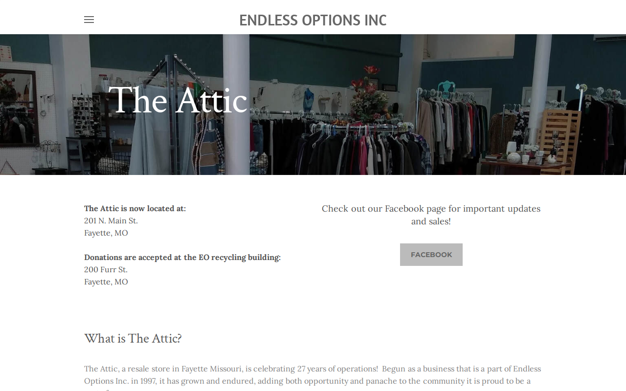 The Attic website preview