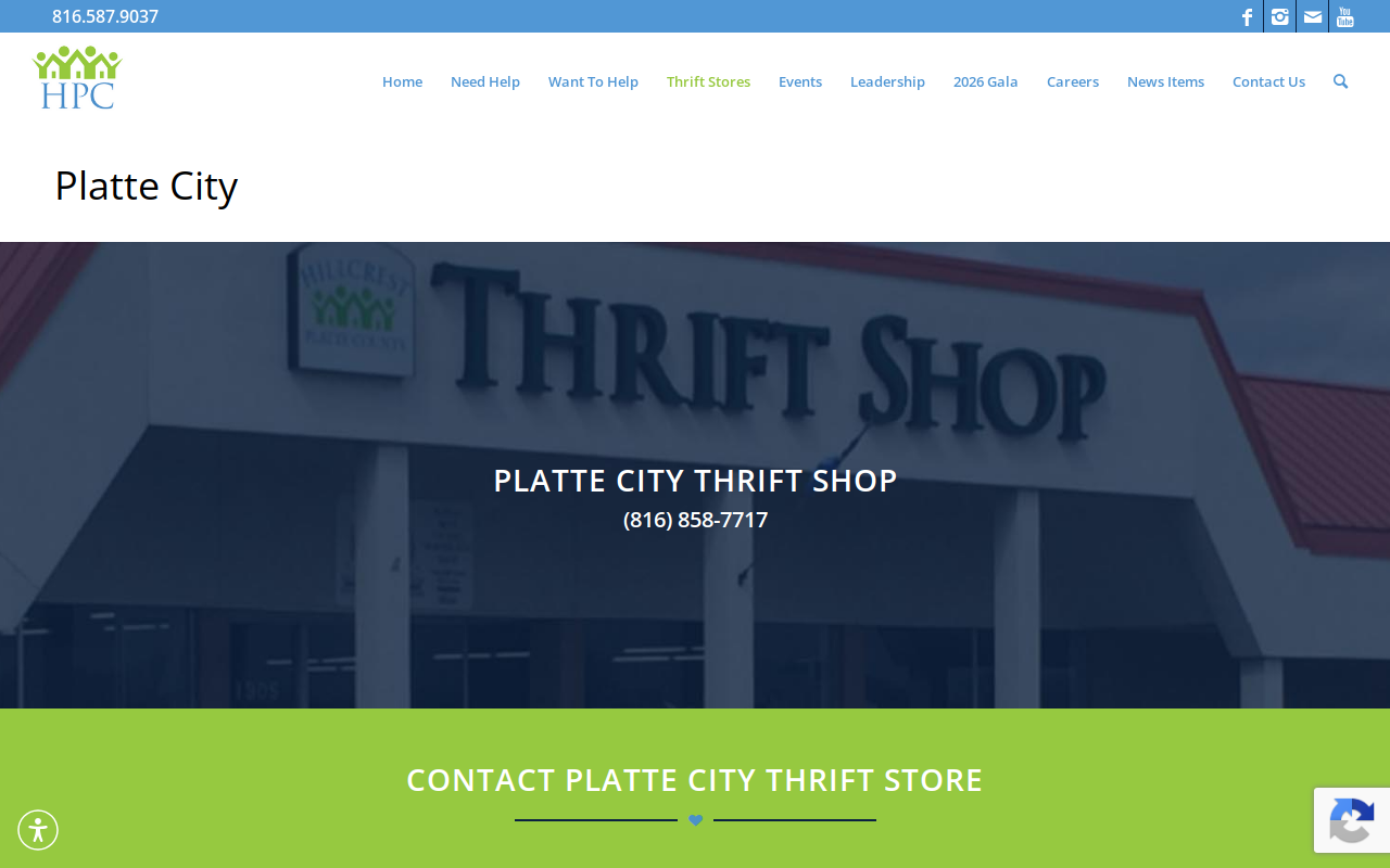 Hillcrest Thrift Shop- Platte City website preview