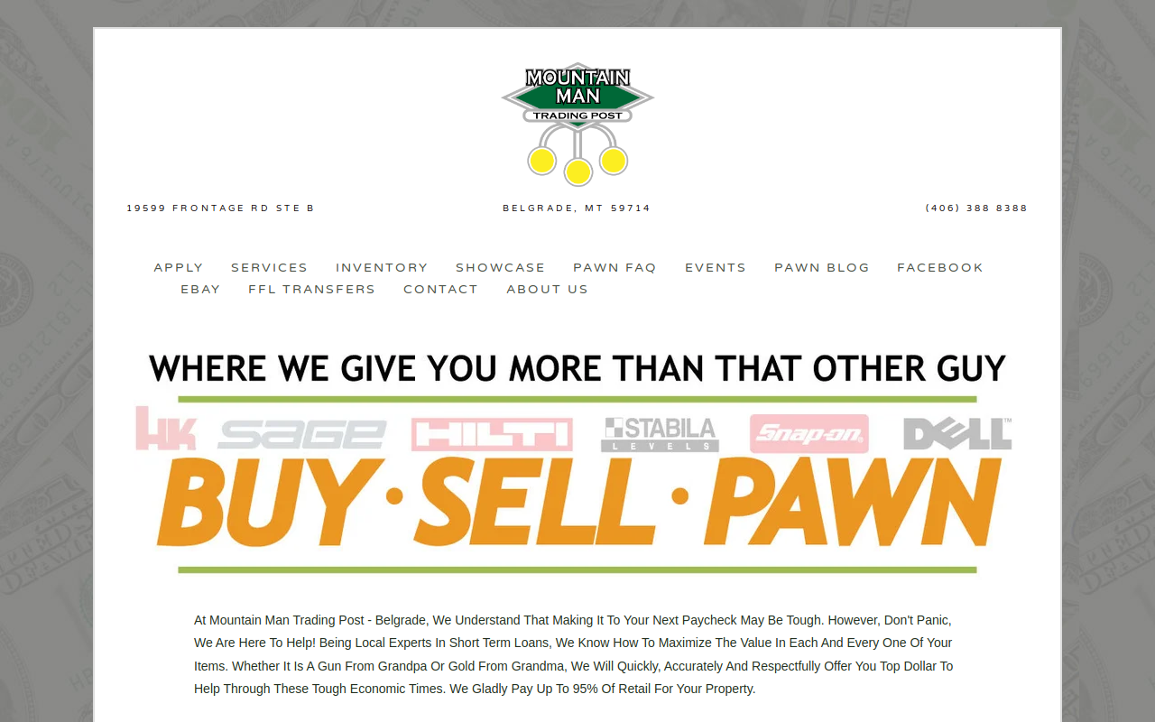 Mountain Man Trading Post website preview