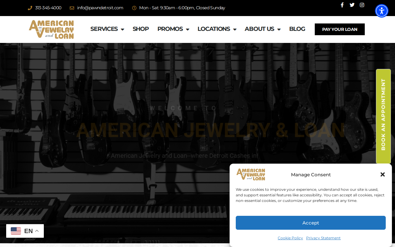 American Jewelry and Loan - Pontiac website preview