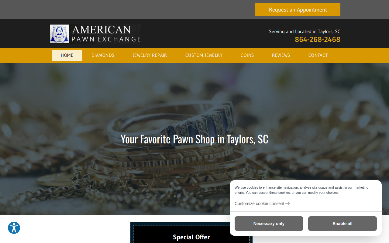 American Pawn Exchange website preview