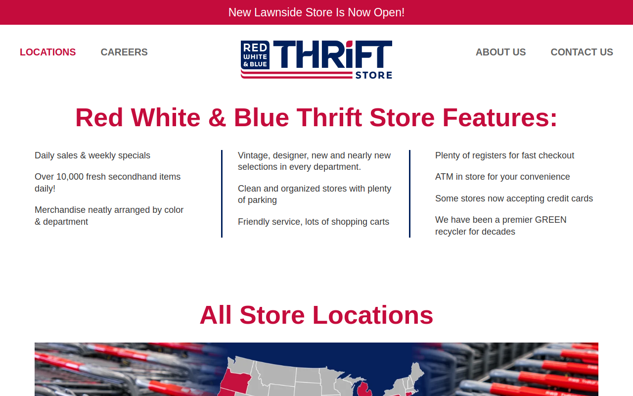 Red, White & Blue Thrift Store website preview
