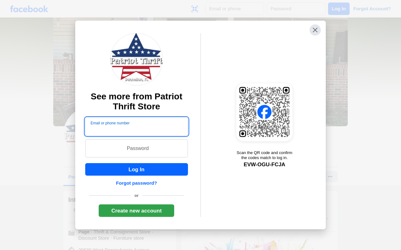 Patriot Thrift Store website preview