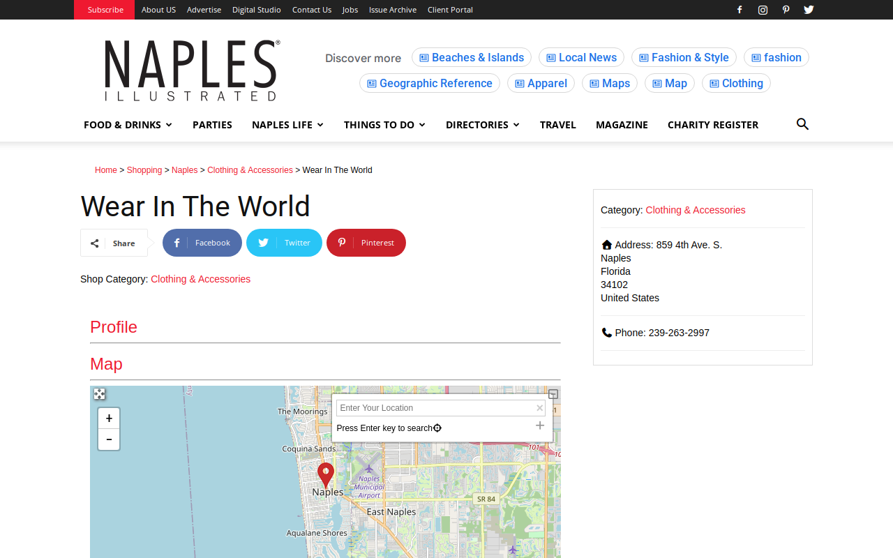 Wear in the World Consignment website preview