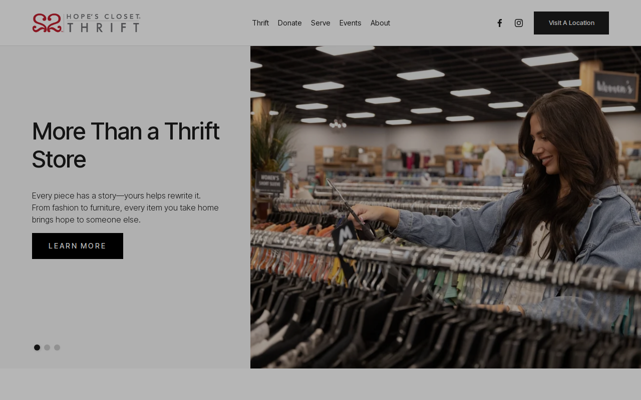 Hope's Closet Thrift Store website preview