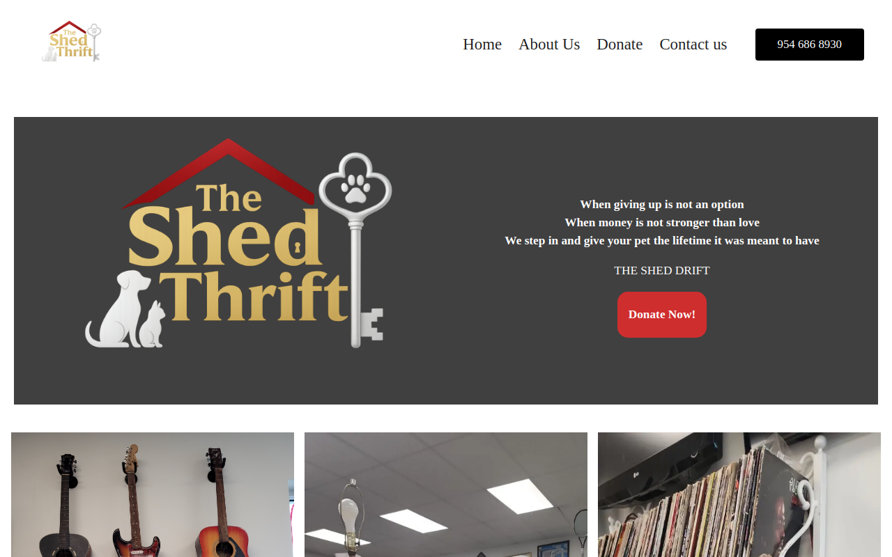 The Shed Thrift website preview