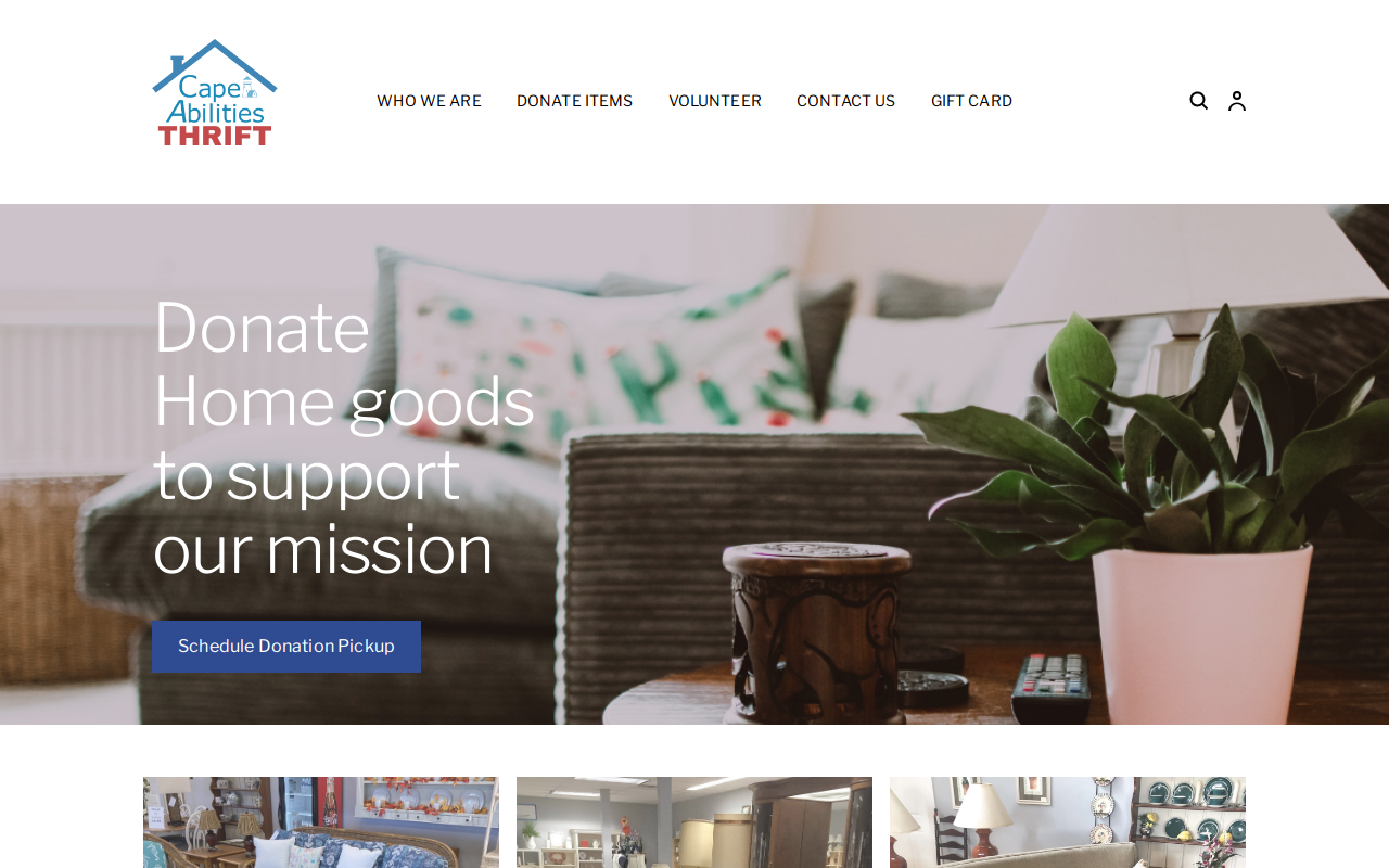Cape Abilities Thrift Shop website preview