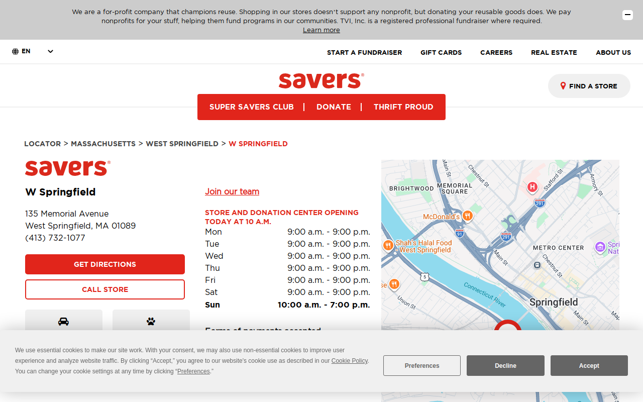 Savers website preview