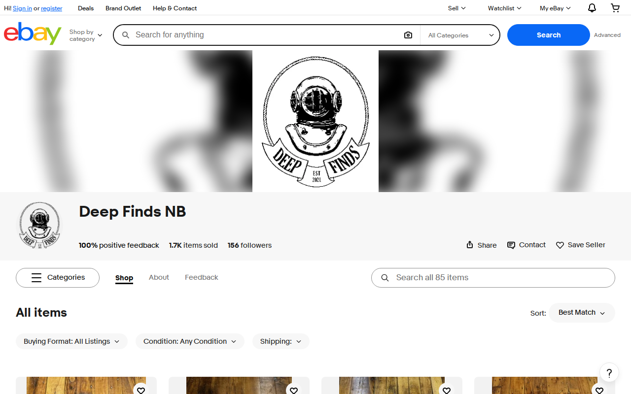 Deep Finds website preview