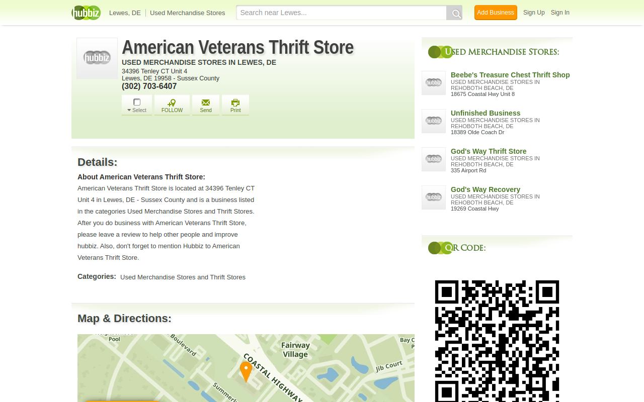 American Veteran's Thrift Store website preview