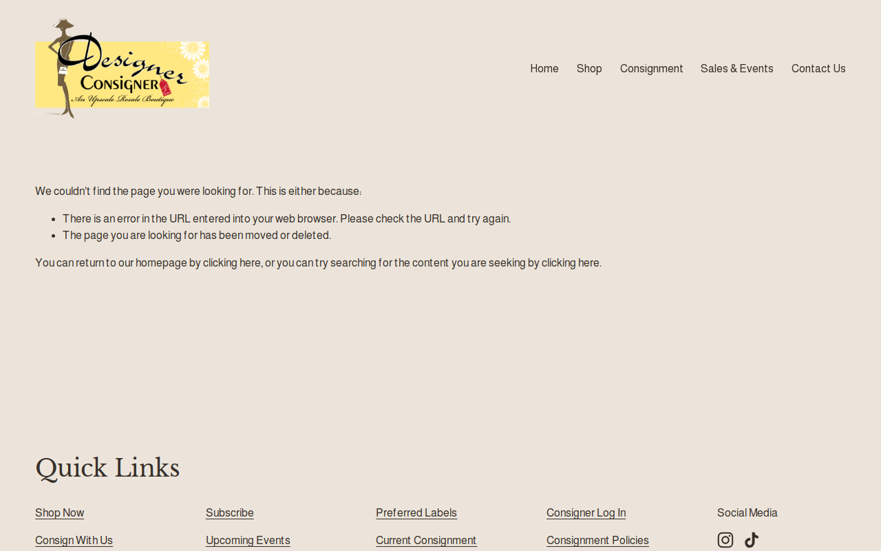 Designer Consigner website preview