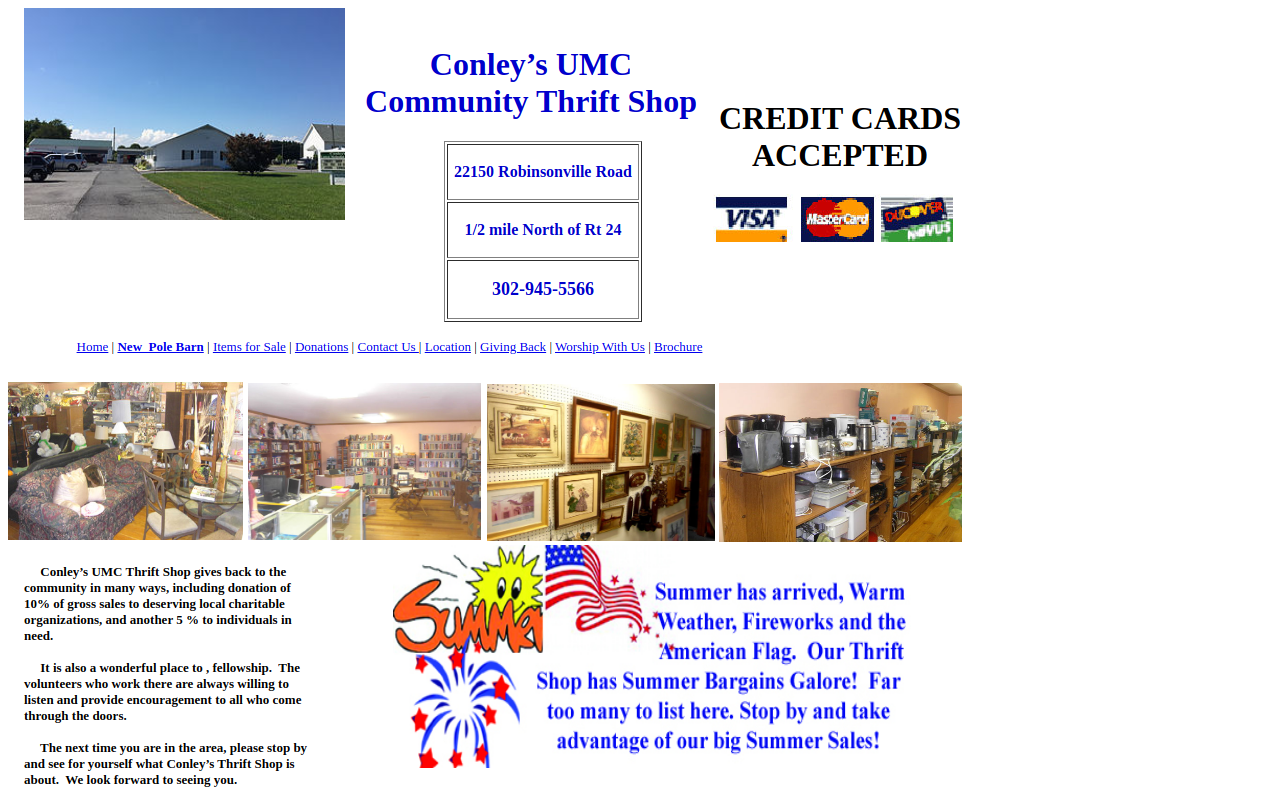 Conley's Community Thrift Shop website preview