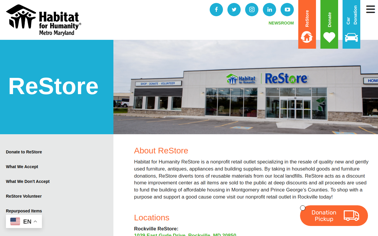 Habitat for Humanity ReStore website preview