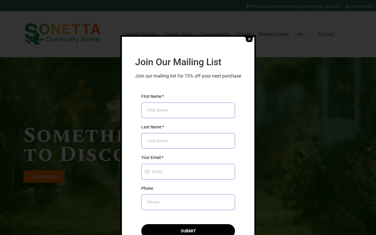 Sonetta Community Market website preview