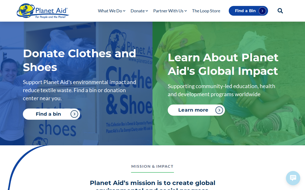 Planet Aid website preview