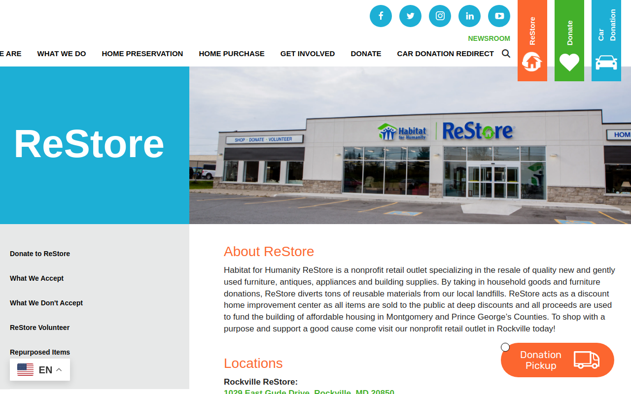 Habitat for Humanity ReStore - Silver Spring website preview
