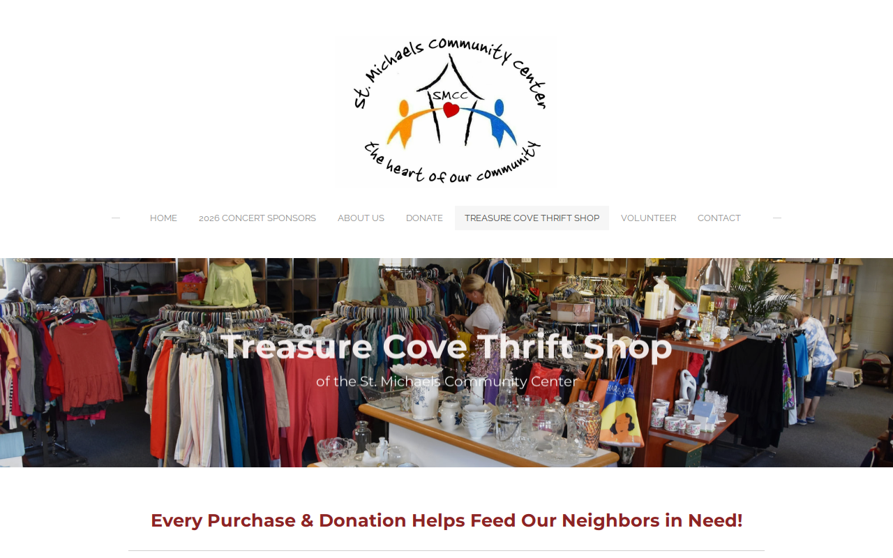 Treasure Cove Thrift Shop website preview