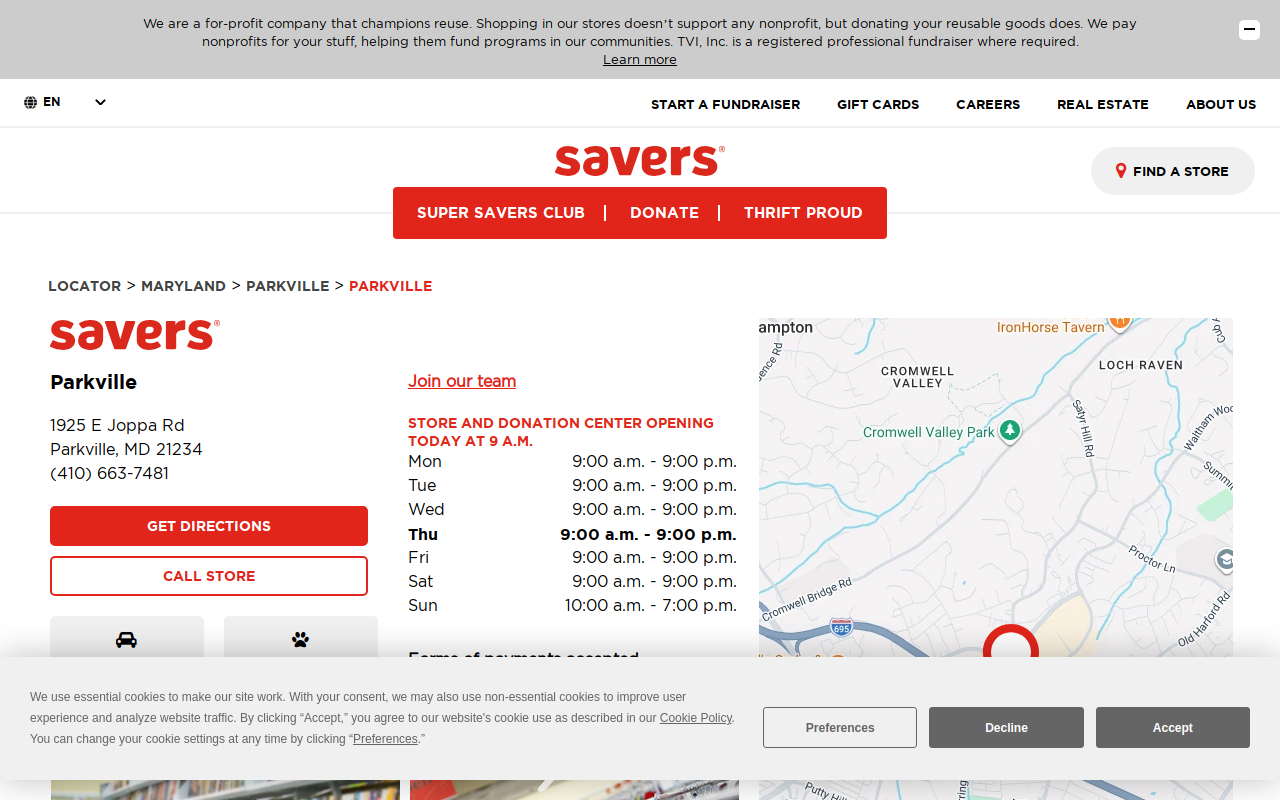 Savers website preview