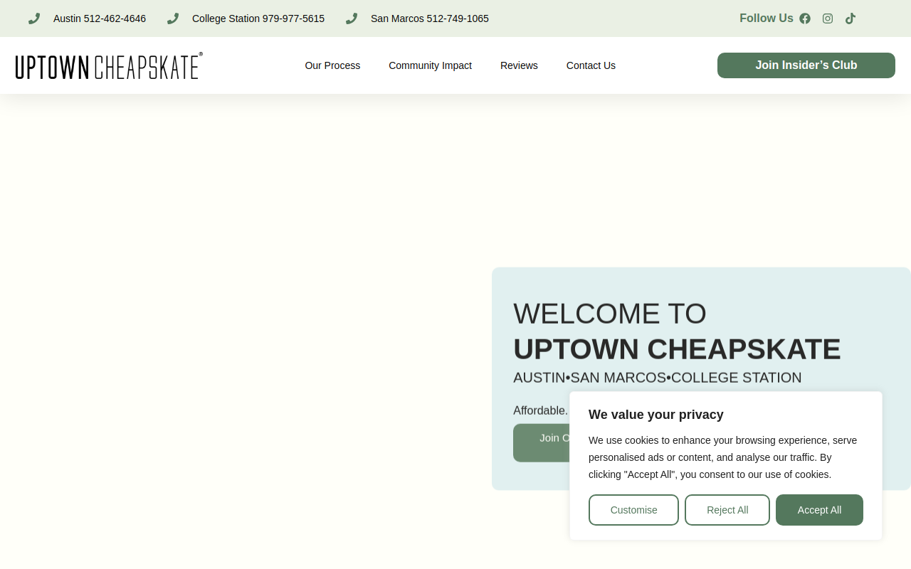 Uptown Cheapskate website preview