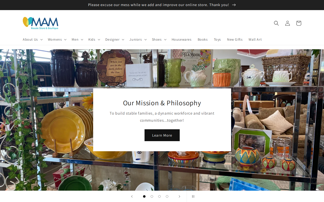 MAM Resale Store website preview