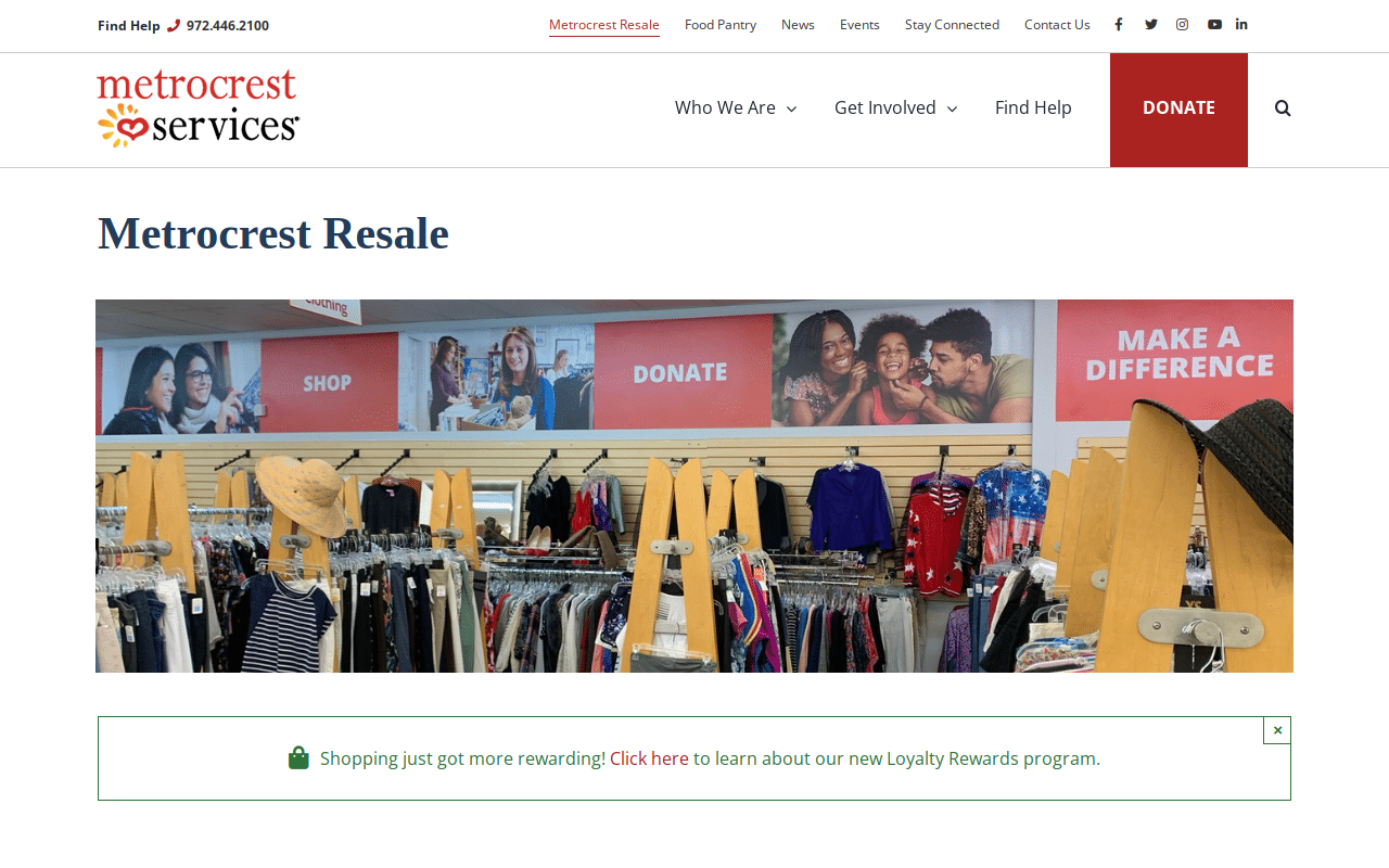 Metrocrest Resale website preview