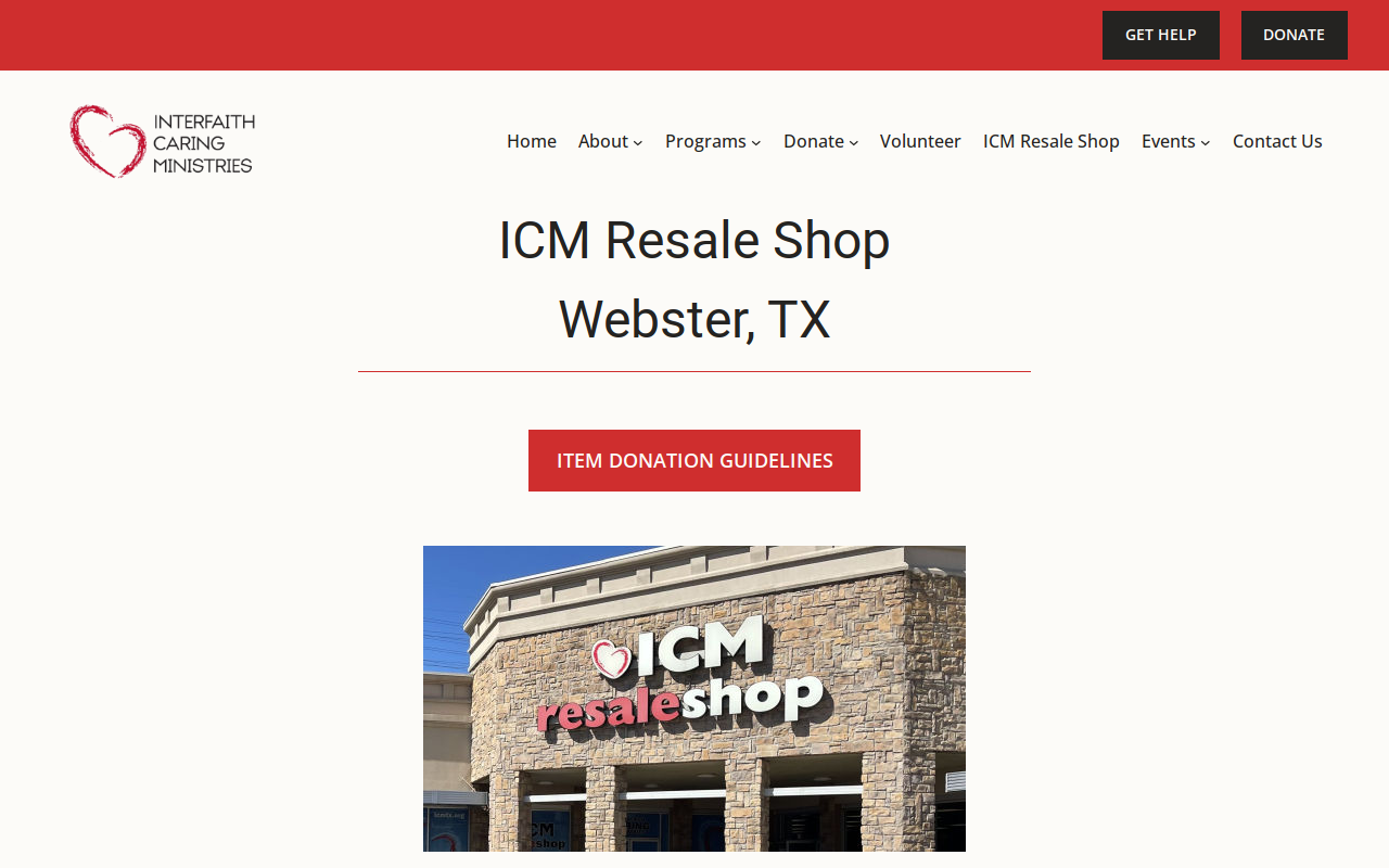 Interfaith Caring Ministries (ICM) Resale Shop website preview