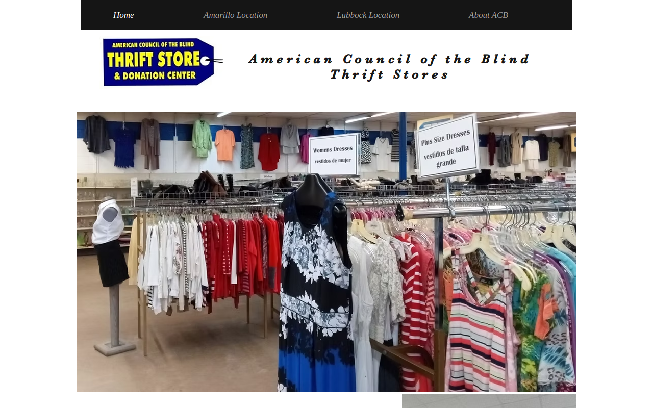 American Council of the Blind Thrift Store website preview
