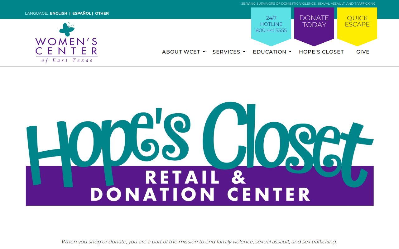 Hope's Closet website preview