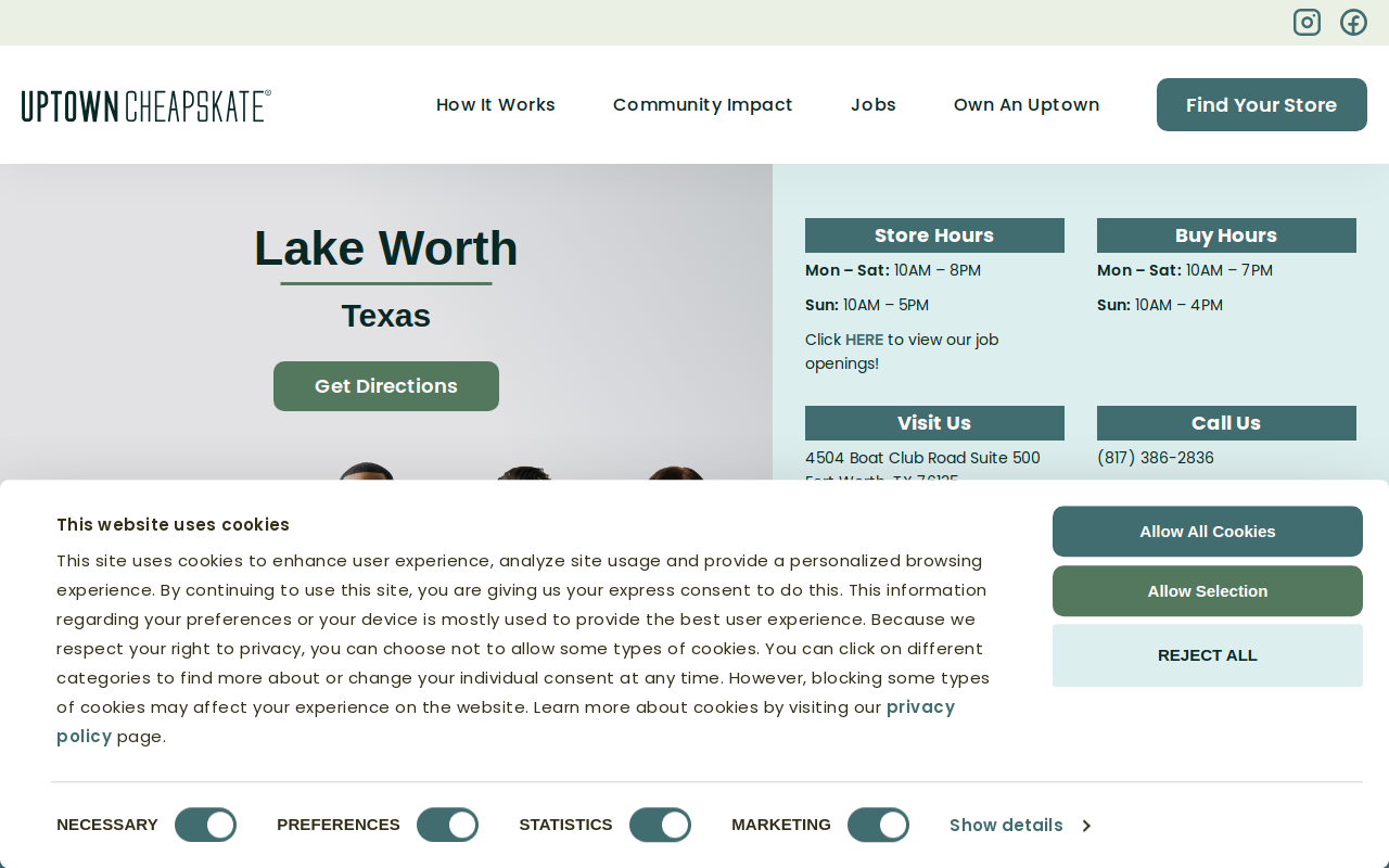 Uptown Cheapskate Lake Worth website preview