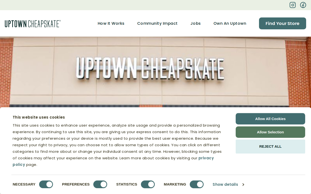 Uptown Cheapskate Fort Worth website preview