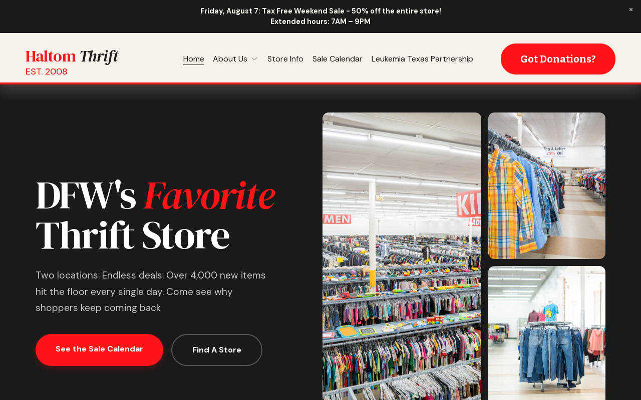 Haltom Thrift website preview