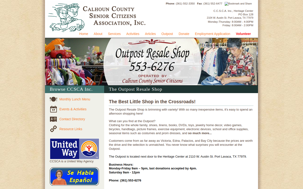 Outpost Resale Store website preview