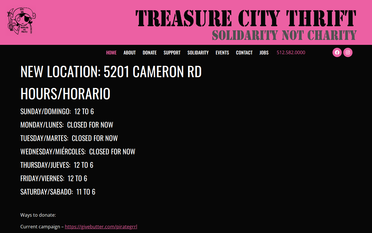 Treasure City Thrift website preview