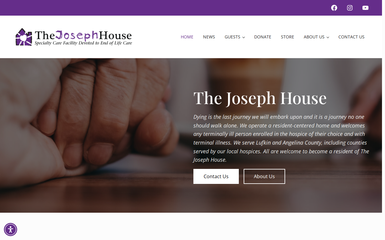 The Joseph House website preview