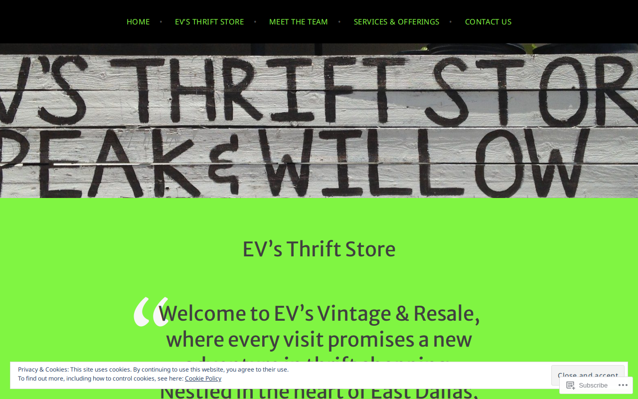 EV's Thrift website preview