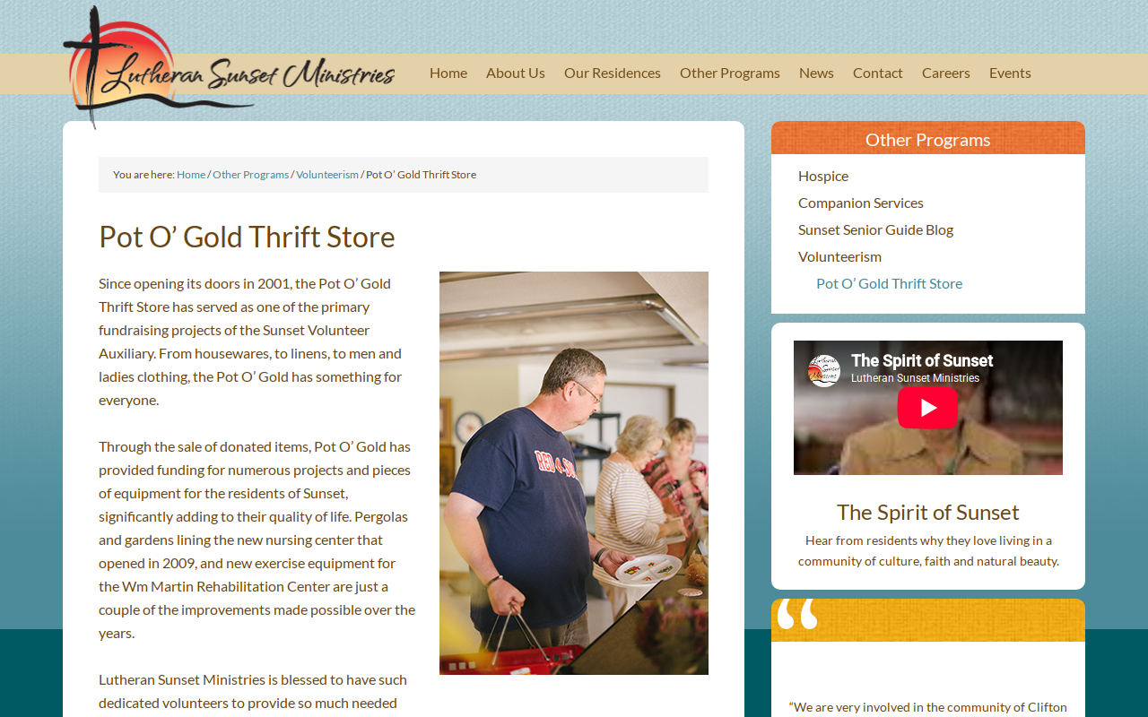 Pot O'Gold Thrift Store website preview