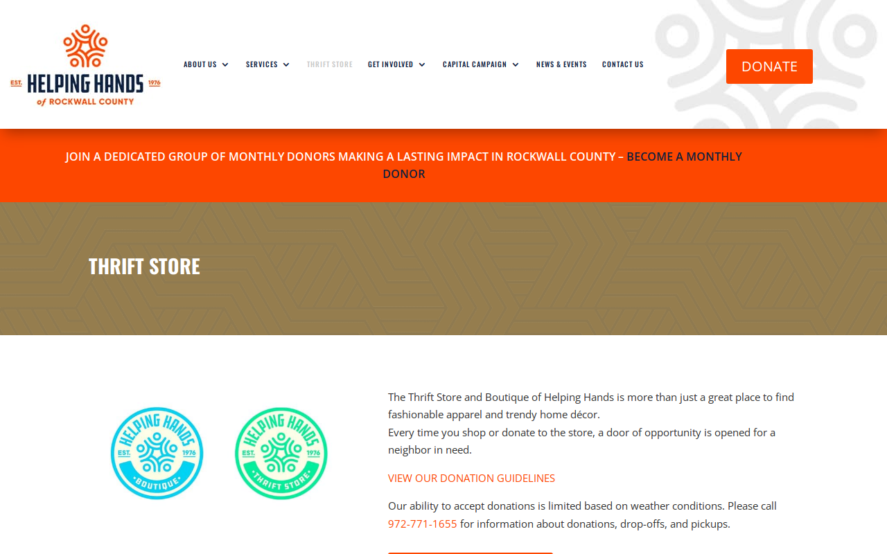 Helping Hands Boutique website preview