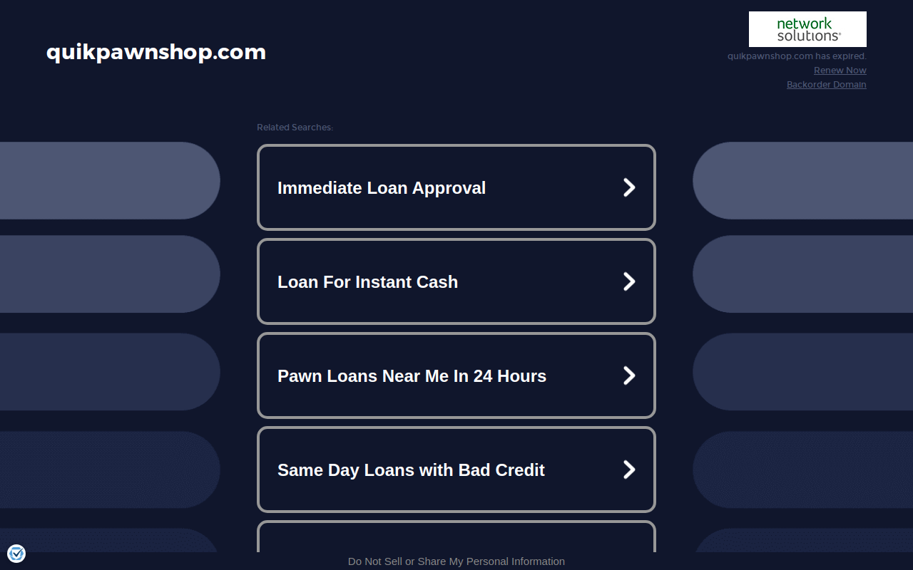 Quik Pawn and Guns website preview