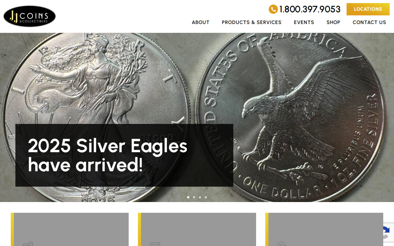 J&J Coins & Collectibles website preview