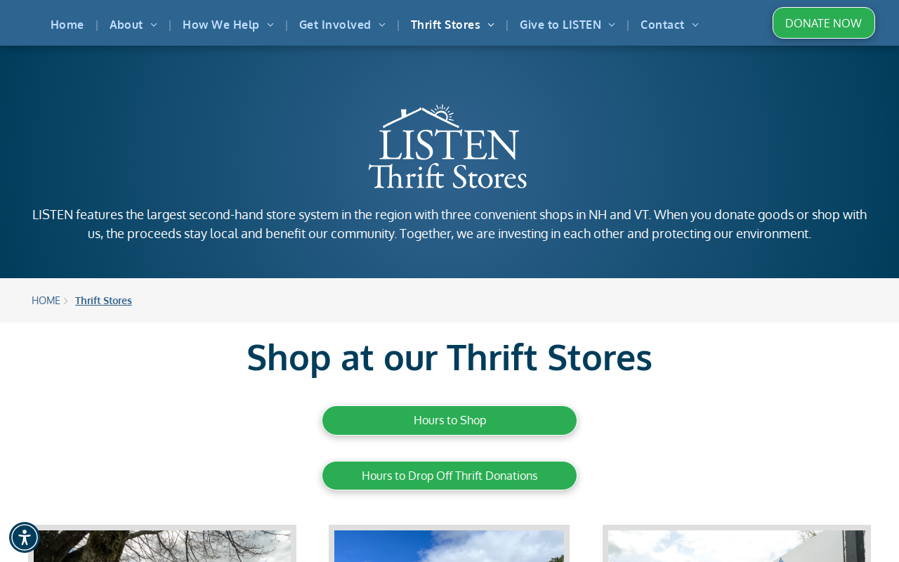 LISTEN Thrift Store & Donation Center website preview