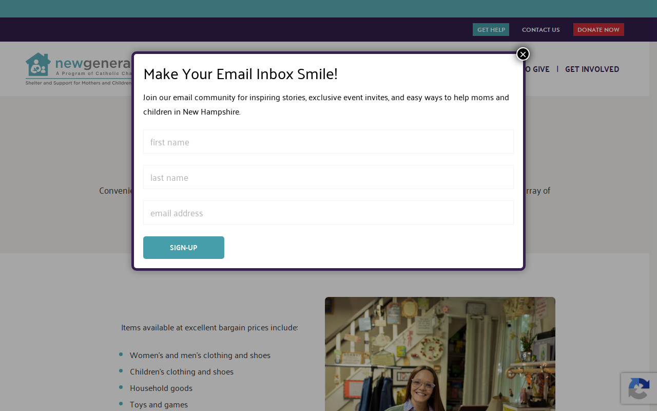 Second Generations Thrift Shop website preview