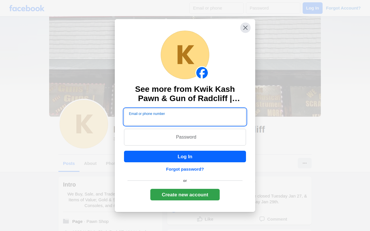 Kwik Kash Pawn & Gun of Radcliff website preview