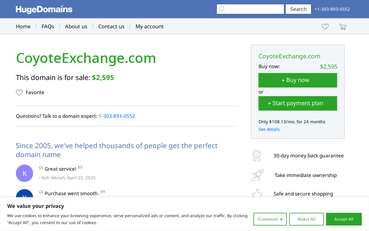 Coyote Exchange website preview