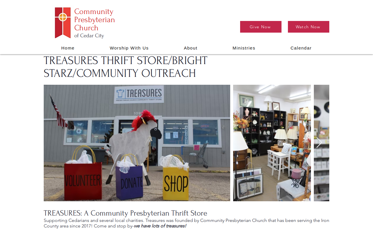 Treasures website preview