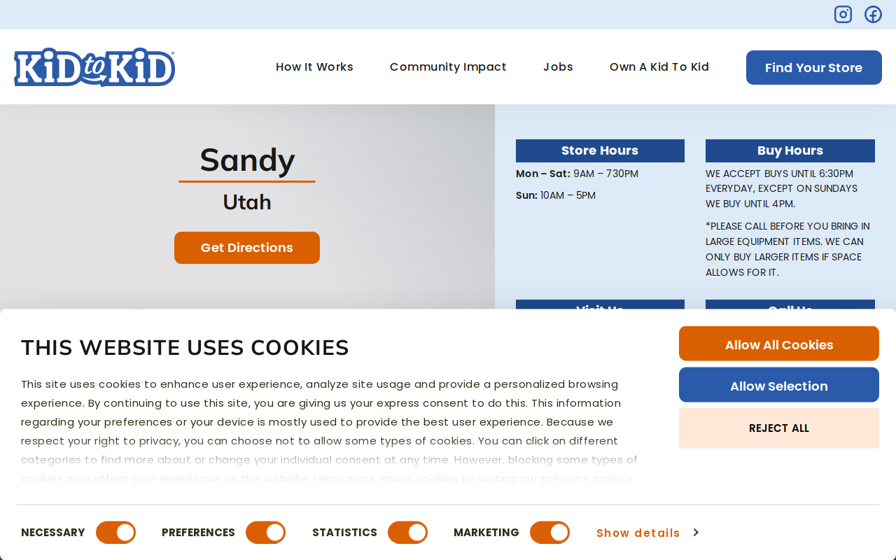Kid to Kid Sandy website preview