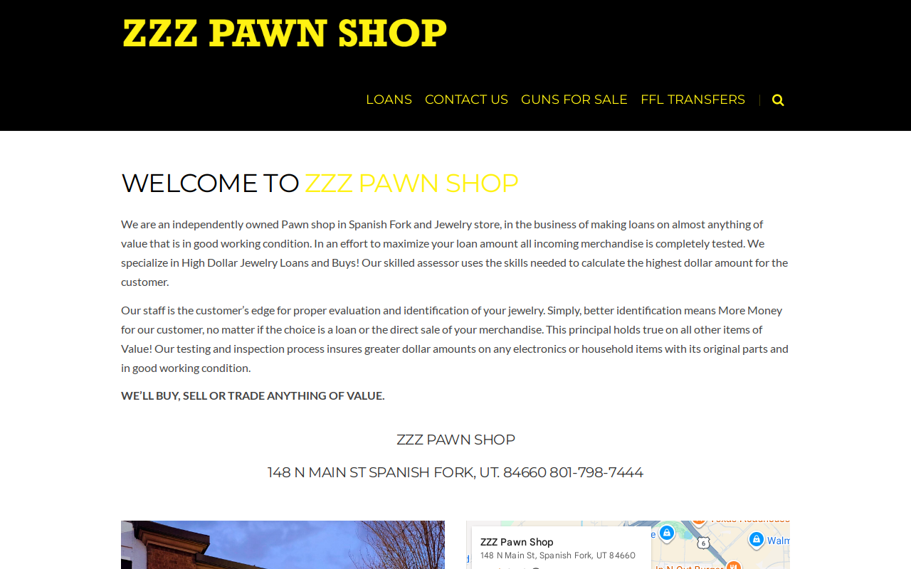 ZZZ Pawn Shop website preview