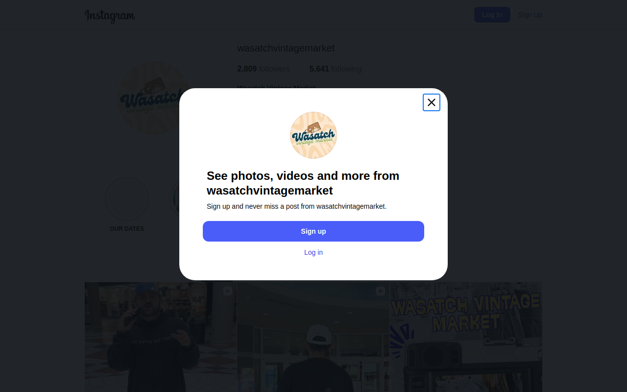 Wasatch Vintage Market website preview