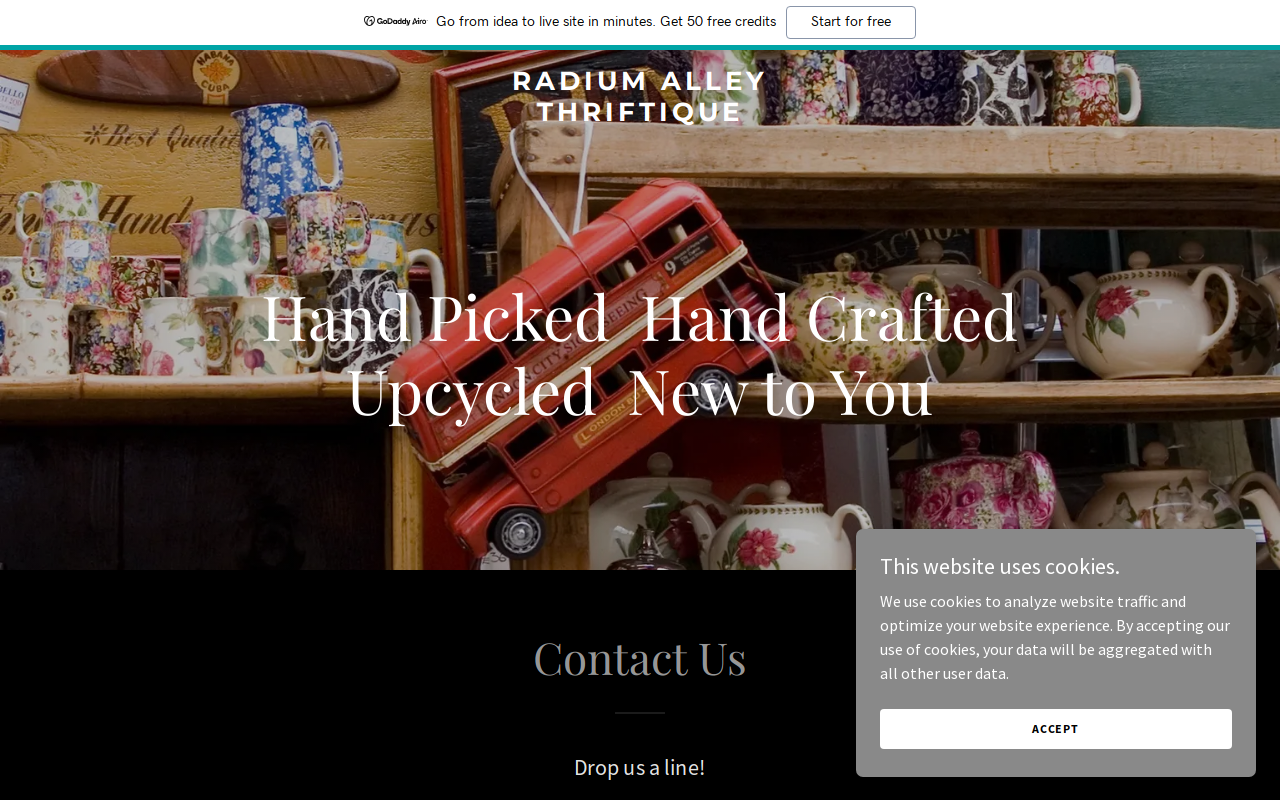 Radium Alley Thriftique website preview