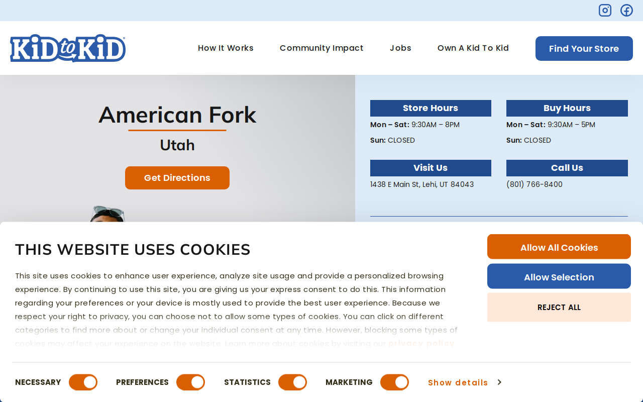 Kid to Kid American Fork website preview